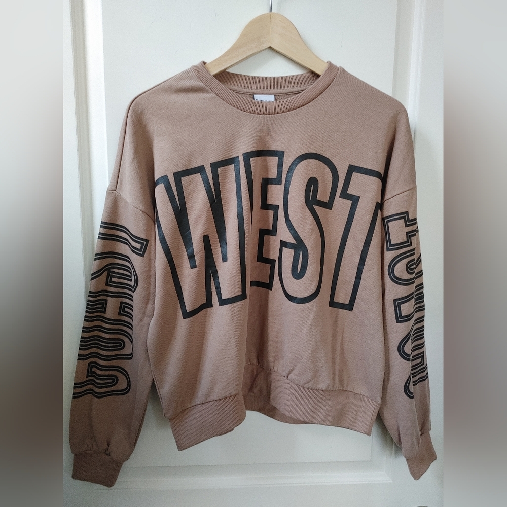 🌞Piaza Italia Tan "WEST COAST" Graphic Sweatshirt ~ Size S